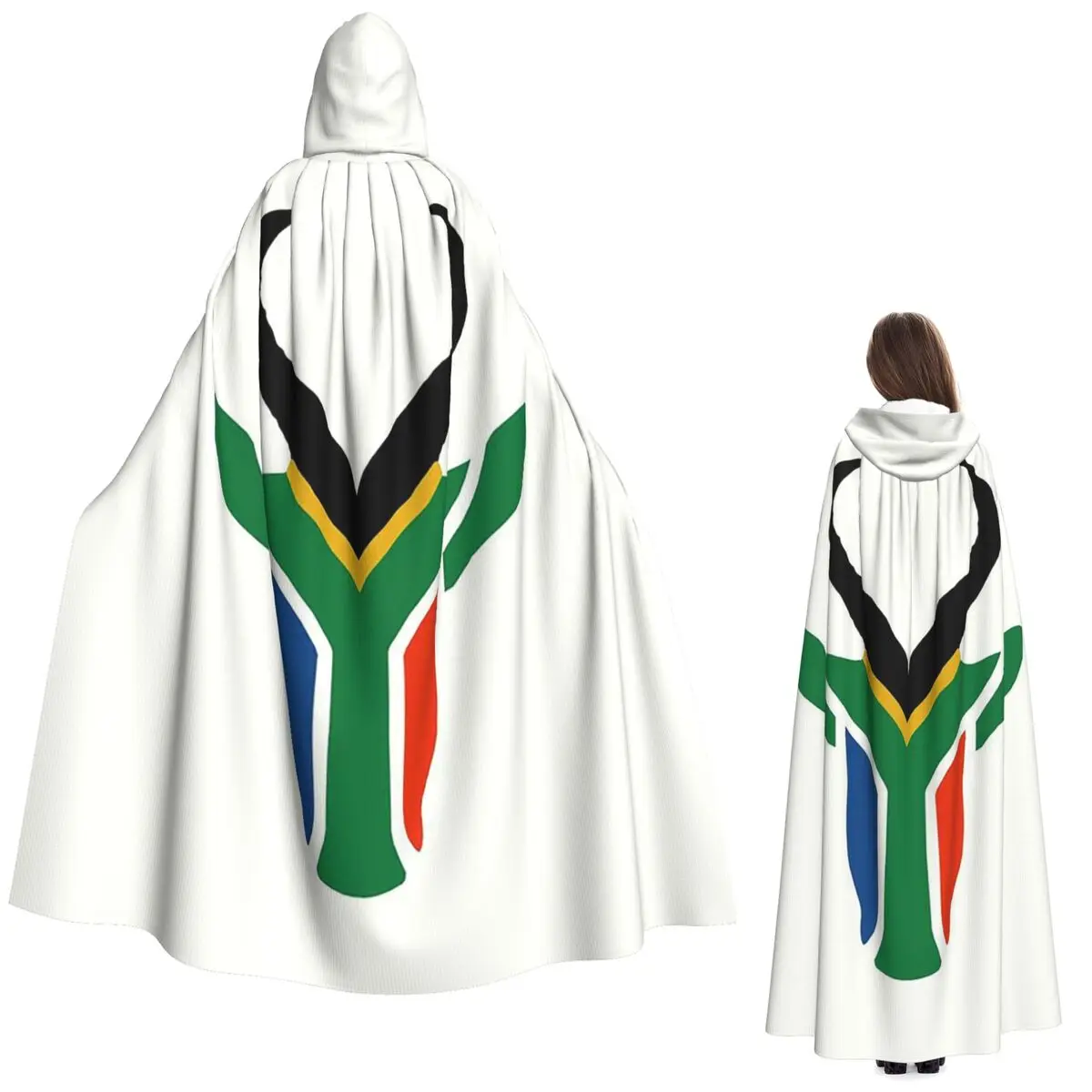 

Длинный плащ с капюшоном с изображением флага Южноафриканской сборной по регби, средневековый костюм ведьмы, накидка для косплея, для Хэллоуина, для взрослых, унисекс
