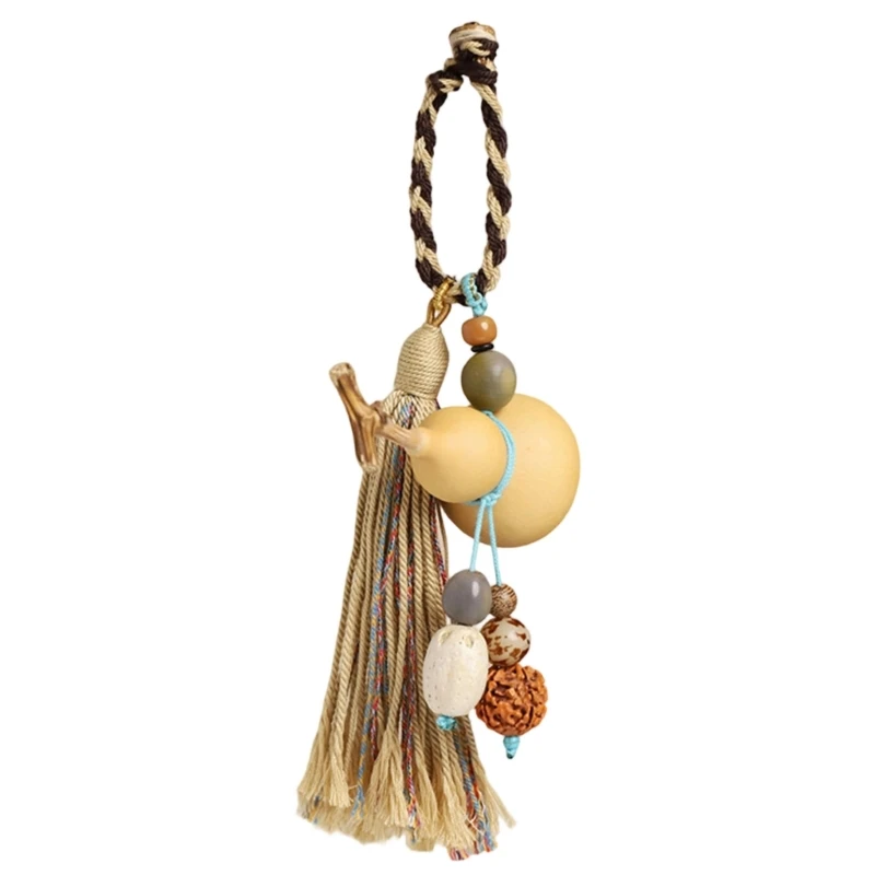 Cultural Keychain Incorporating Woven Craft and Gourd Tassels for Blessings