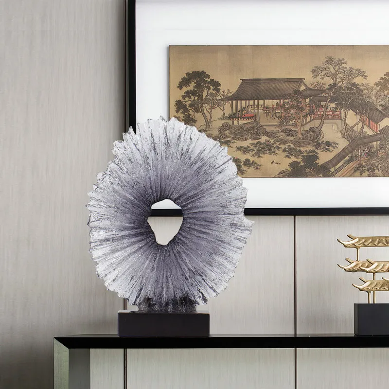 Yjq Chinese art transparent large sculpture hotel corridor sales office decoration ornament