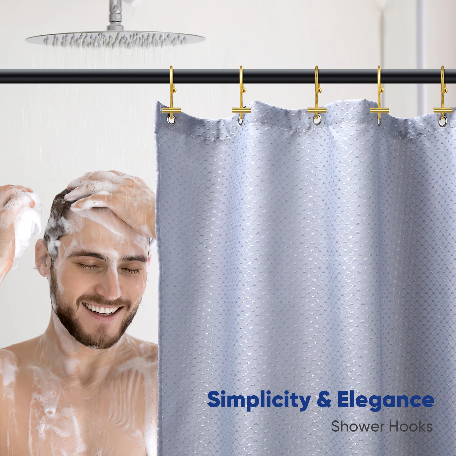 

12 Pcs Black Iron Shower Curtain Hooks Strong Load Bearing Multi Purpose Bathroom Accessories Shower Hooks For