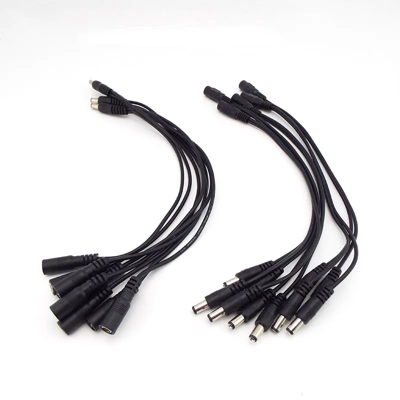 20pcs 1 DC male female to 2 way male female Splitter Power connector adapter Cable 5.5x2.1mm Plug extension for strip light