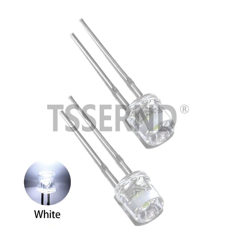 100pcs 5 Colors 5mm Flat Top LED Diode Lamp White Red Yellow Blue Green Electronics Indicator Light Emitting Diodes Kit for DIY