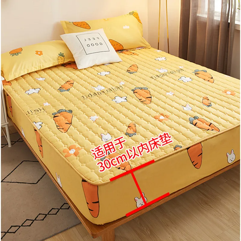 Air Permeable Cover Thick Quilted Mattress Cover Elastic Double Bed Fitted Sheet Protector Soft Warm Deep Pocket Mattress Topper