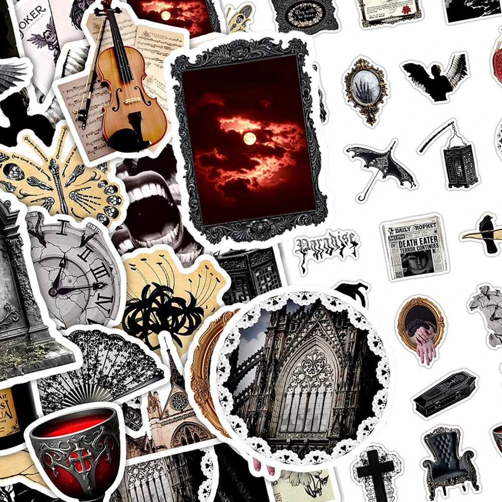 

10/30/50pcs Retro Dark Gothic Style Aesthetic Stickers Vintage Art Decals DIY Water Bottle Phone Laptop Cool Sticker Wholesale
