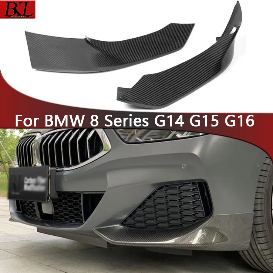 For BMW 8 Series G14 G15 G16 840i 830 Dry Carbon Fiber wrap angle Car Front Bumper Splitter Corner Trim Cover Front Chin