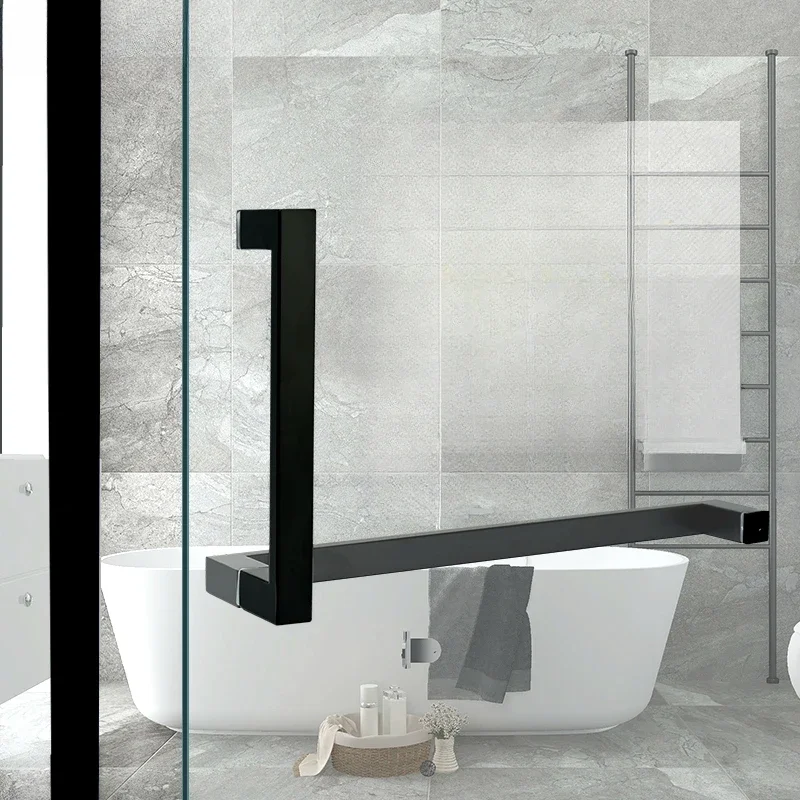 

Стеклянная ручка для душевой двери из нержавеющей стали, квадратная трубка, двойная изогнутая движущаяся дверь, тянущие ручки, душевая дверь, набор оборудования для ванной комнаты