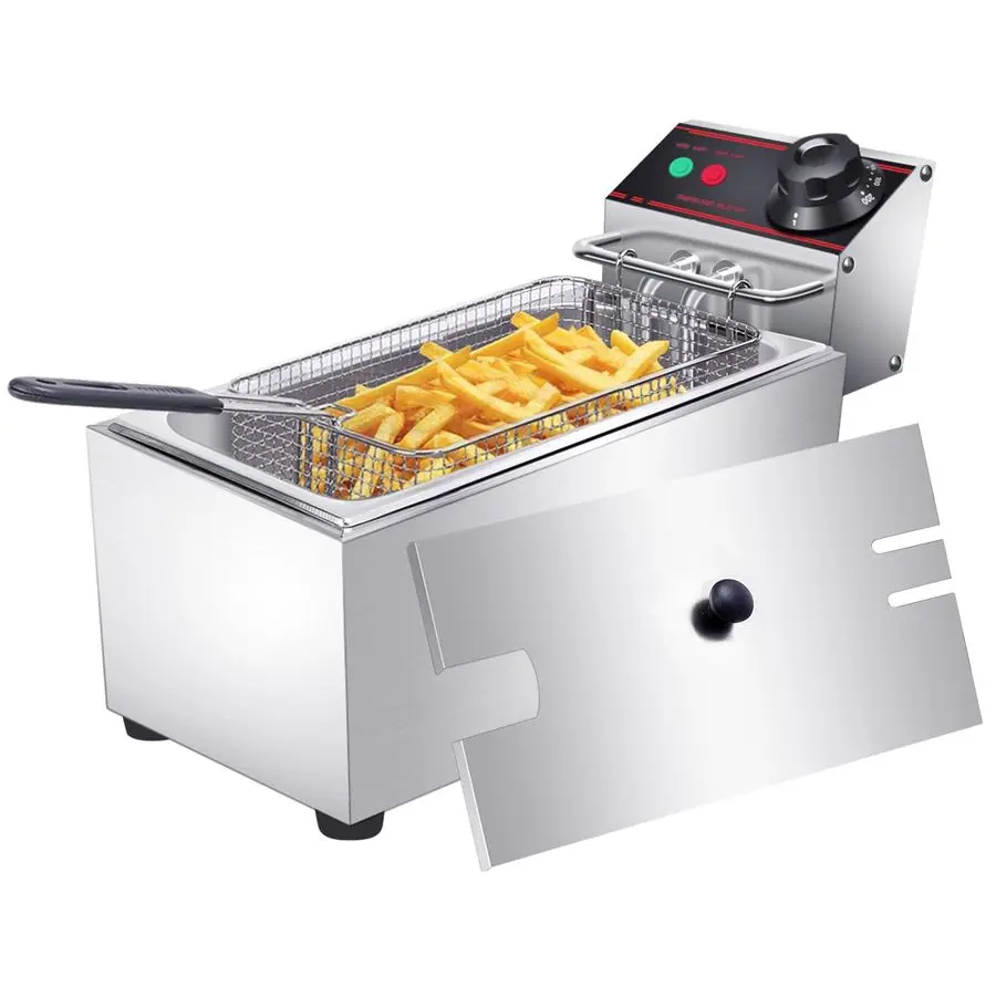 

Fryer Stainless Steel Commercial Style Electric Fryer with Adjustable Thermostat, Rapid Heating amp Oil Filtration Basket Safe f
