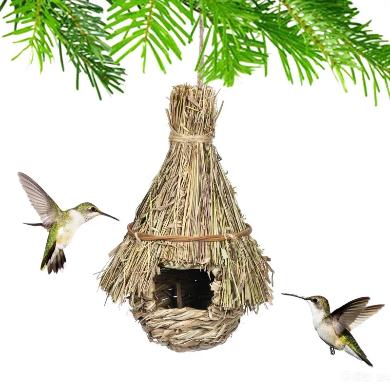 

Handwoven Hay Bird House - Natural Garden Decor Outdoor Hanging Nest, Eco-Friendly Pet Toy for Parakeets/Budgies (CE Certified)​