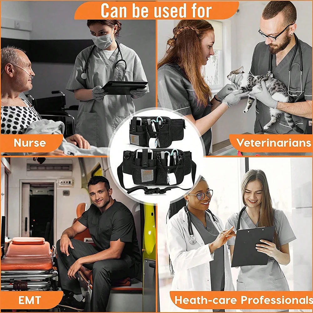 Tas Pinggang Multi-Kantong untuk Perlengkapan Perawat Kapasitas Besar Tas Medis Perawat Penyelamat Tas Sabuk Perawat Kantong Peralatan Medis