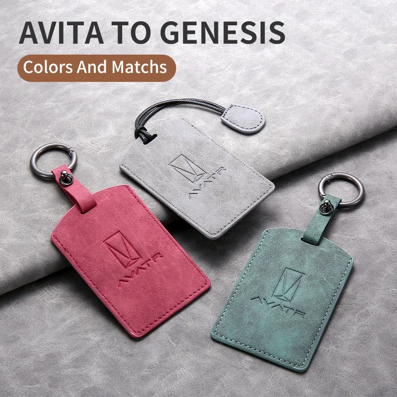 Sheepskin Leather Car NFC Card Smart Key Case Full Cover Protector Shell For AVATR 11 12 Avita 11 2023 Keychain Auto Accessories