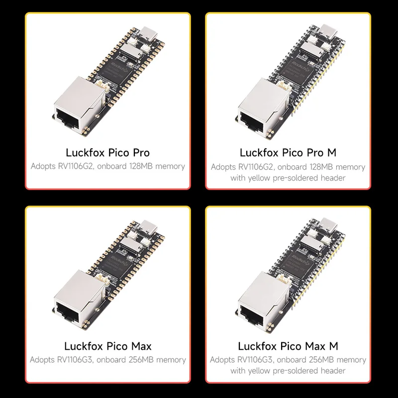 Luckfox Pico Pro Max Linux RV1106 Rockchip AI Board  ARM Cortex-A7 RISC-V 128MB 256MB Memory Better Than Raspberry Pi Pico