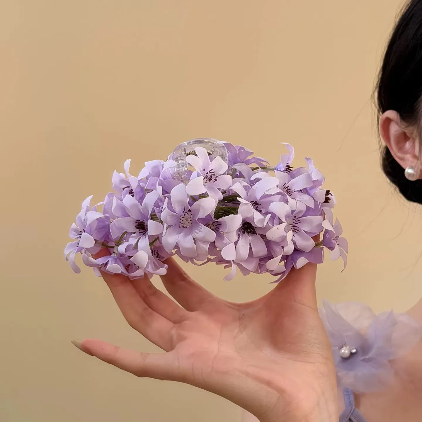 2026 Neue Koreanische Große 4-Farbige Blumen-Haarklammern Französische Romantische Stoff-Blumenclips Starker Halt Ohne Haarschäden für Frauen und Mädchen – Detail 6