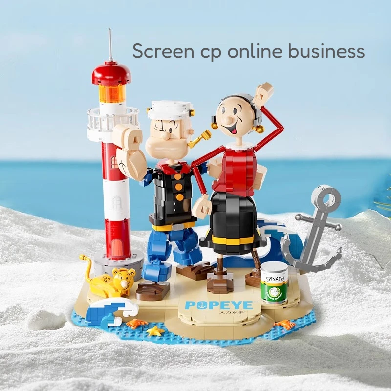 Popeye Olivia Puzzle Building Block Toy Collezione di personaggi di film di cartoni animati Modello Decorazione desktop Assemblaggio Regalo per bambini