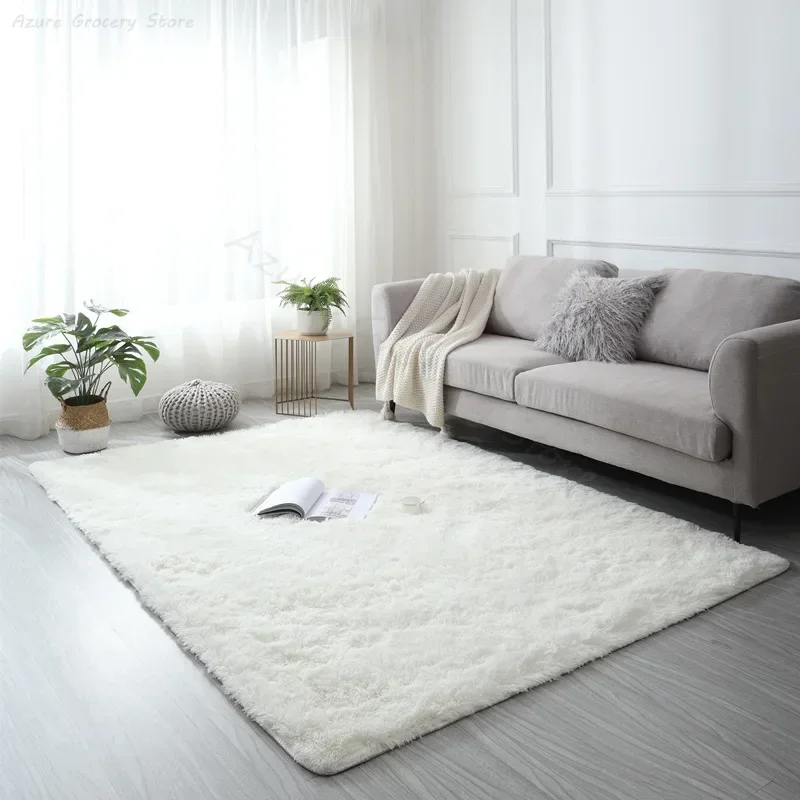 For Living Room White Soft Fluffy Carpets Plush Carpet Suitable Bedroom Bathroom Non-slip Thicken Floor Mat Teen Room Decoration