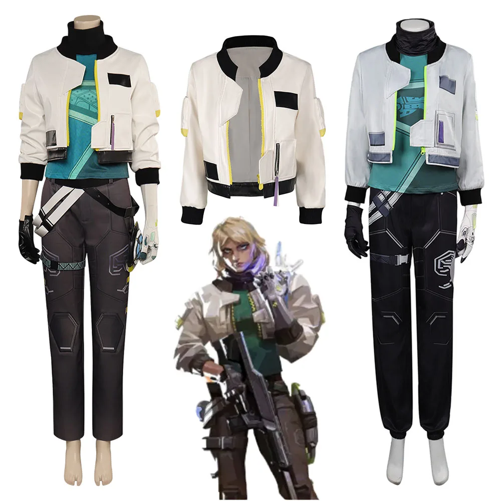 

Game Valorant Deadlock Cosplay Costume Fantasy Top Pants Coat Adult Women Girls Roleplay Outfit Halloween Carnival Disguise Suit