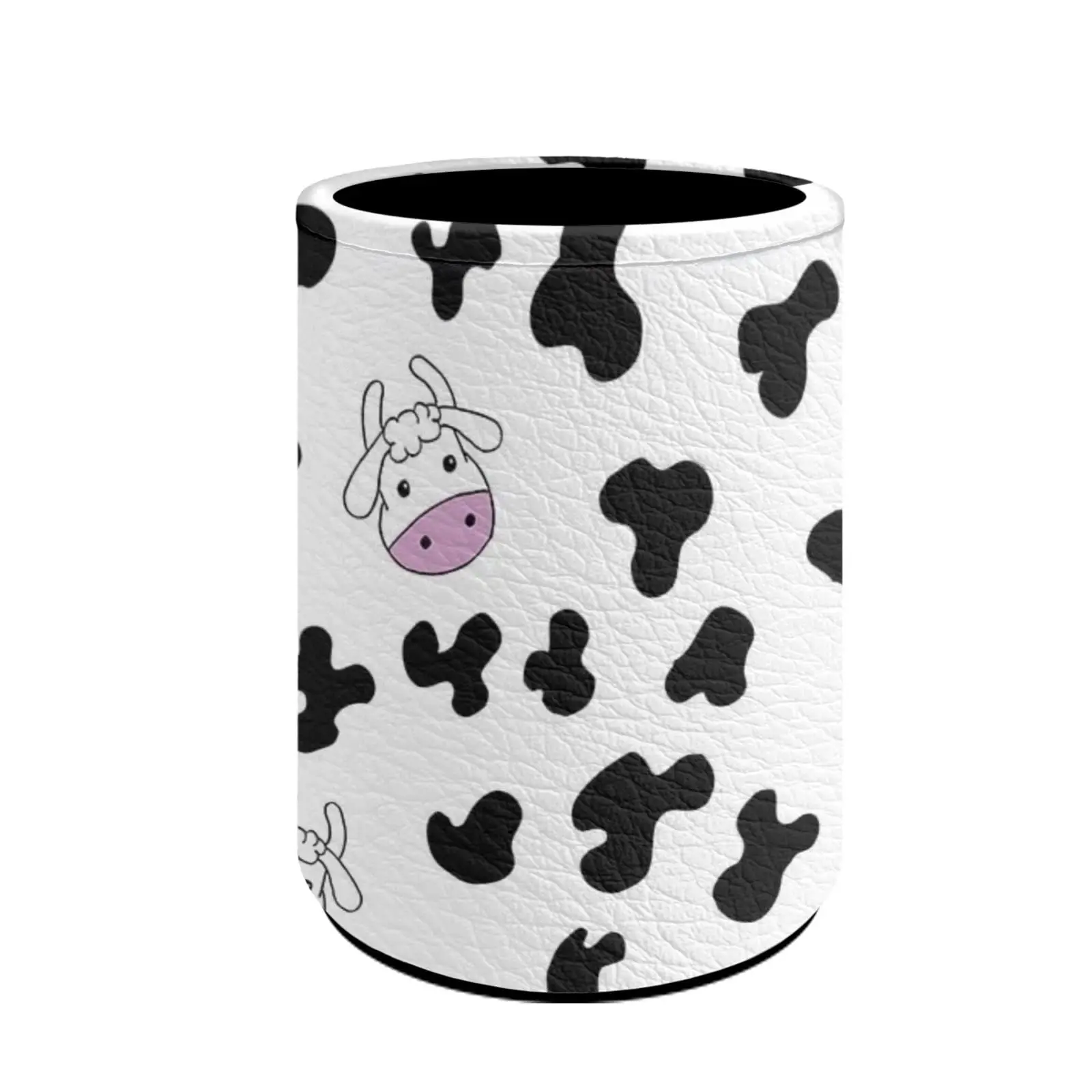 Cute Dairy Cow Pencil Holder for Desk Organizer Stand Pen Cup Leather Makeup Brush Holders Stationery Caddy Classroom Study Gift