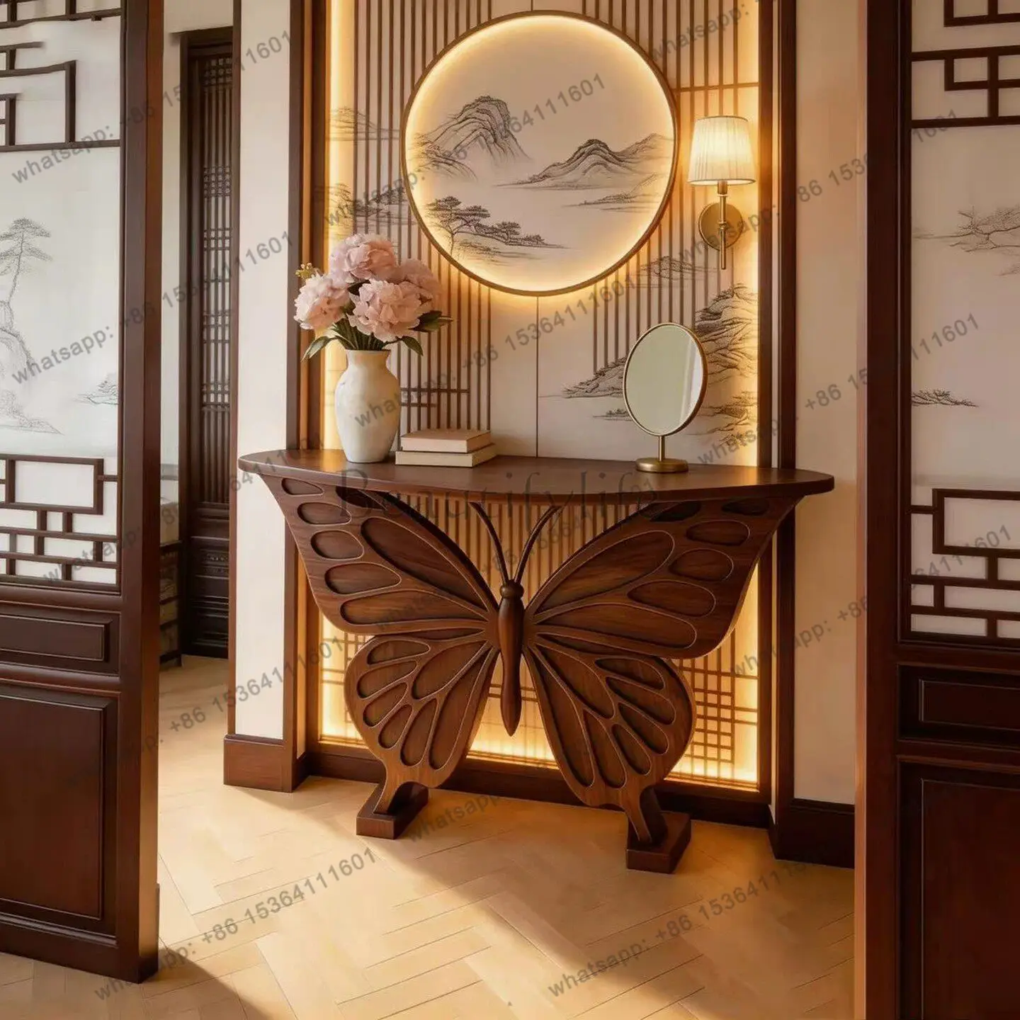 New Chinese-style North American black walnut porch table entry case few solid wood furniture