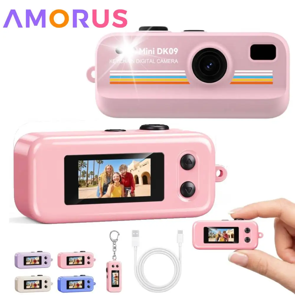 Mini Keychain Digital Camera 1080P Pocket Tiny Camera 0.96 inch IPS Screen Video Recording LED Flashlight Camcorder for Travel
