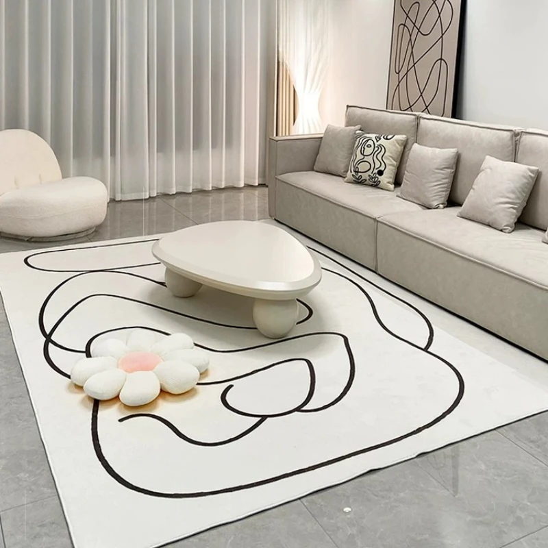 Ins Korean Cream Style Living Room Light Luxury Carpet Decoration Bedroom Non-slip Washable Bedside Mat Soft Fluffy Study Rug