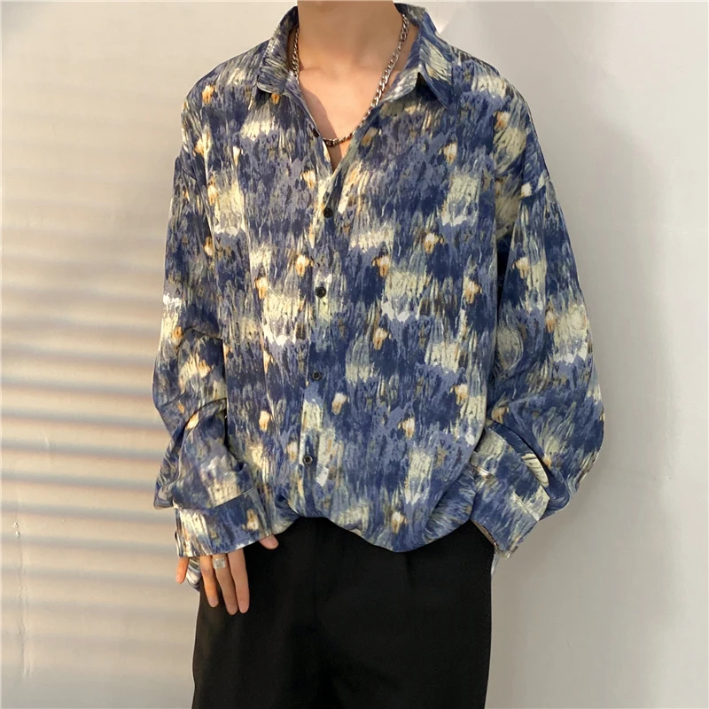 

Loose Long Sleeve Male Simplicity Shirts Handsome Button Turn Down Collar Spring Summer Thin Office Men Clothing 2024 N251