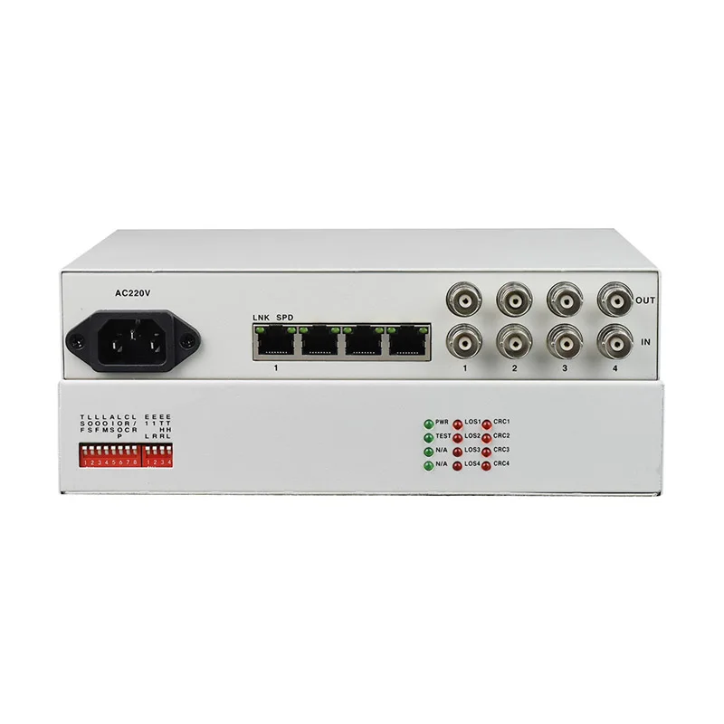 High Performance 4E1 FE Interface Converter 4 Port Fast Ethernet to  E1 Converter
