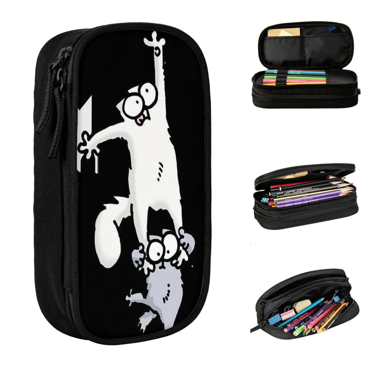 

Пенал большой емкости Simons, мультяшный кот, кошки, офисные аксессуары, двухслойная сумка-карандаш для девочек, косметички, подарок-сюрприз