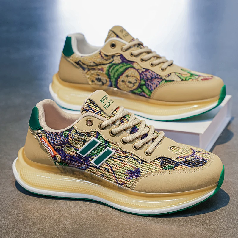 Vintage Embroidered Print Fashion Trendy Forrest Gump Shoes Fashionable Thick-Soled Dad Shoes Trendy Casual Shoes