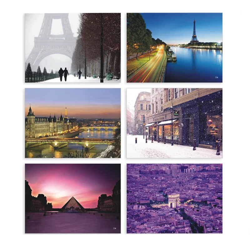 

Paris Theme Post Card Landscape Series Postcards Gift Greeting Card Handwritten Festival Blessing Message Wish Card 6Sheets /Set