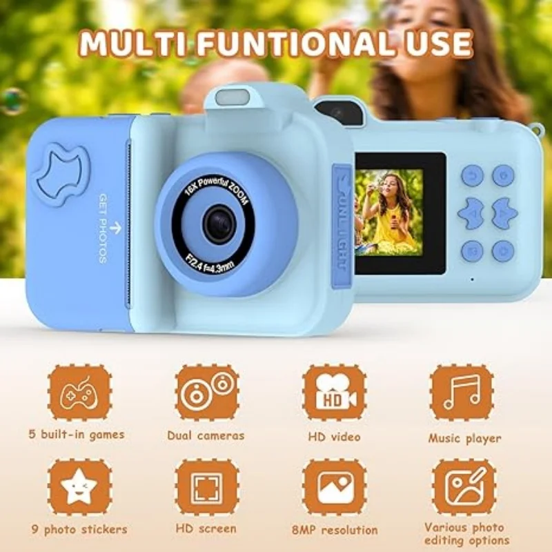 Children's  digital  instant  printing  high-definition 1080P camera toys with  built-in  flash Children's  birthday gift photos