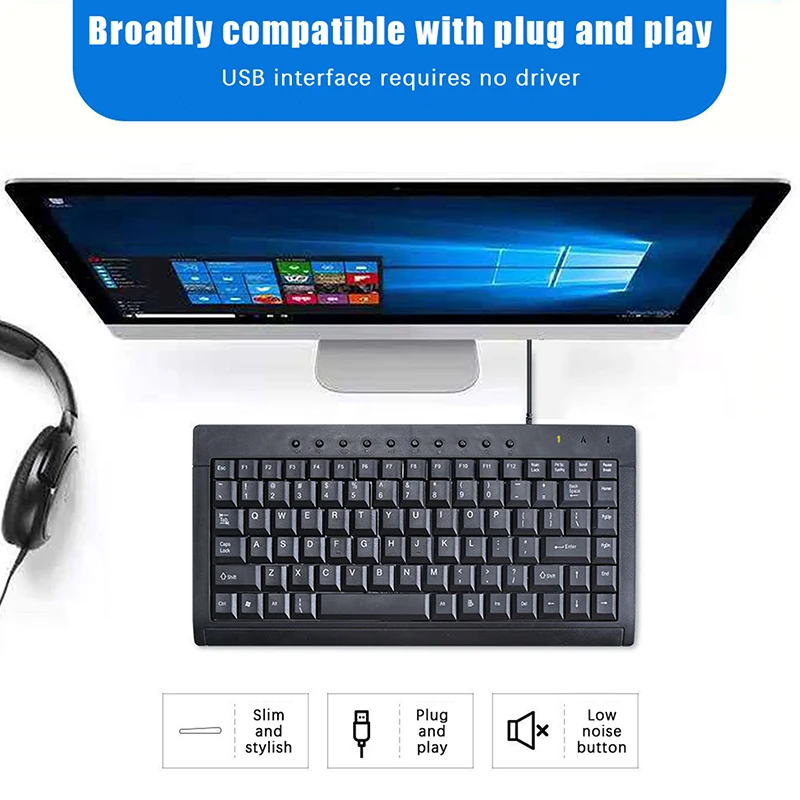 Computer Wired Keyboard Mini Keyboard Guangfa Compatible Desktop Laptop Computer Business Simple Office Frosted Chocolate Keys