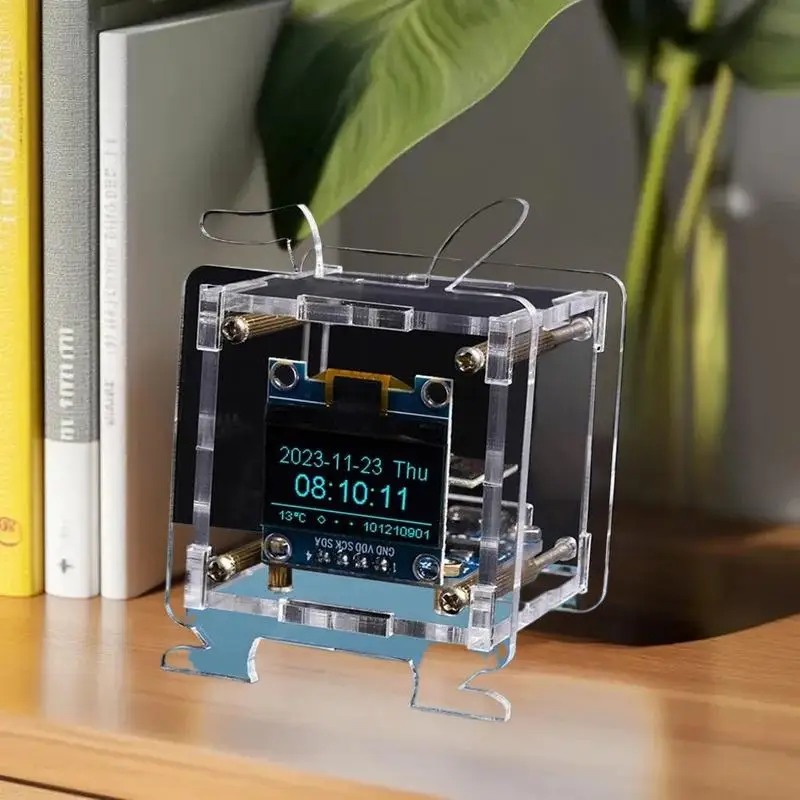 مجموعة ESP8266 WiFi Clock DIY مع OLED مقاس 0.96 بوصة - مشروع لحام IoT المغلقة للمنزل والمكتب
