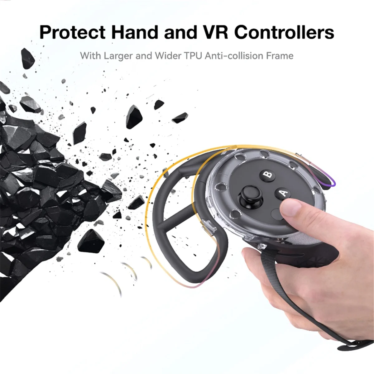 AU47-For Quest 3 Controller Gaming VR Accessories Extended Case for Meta Quest 3 Touch Controller Case White