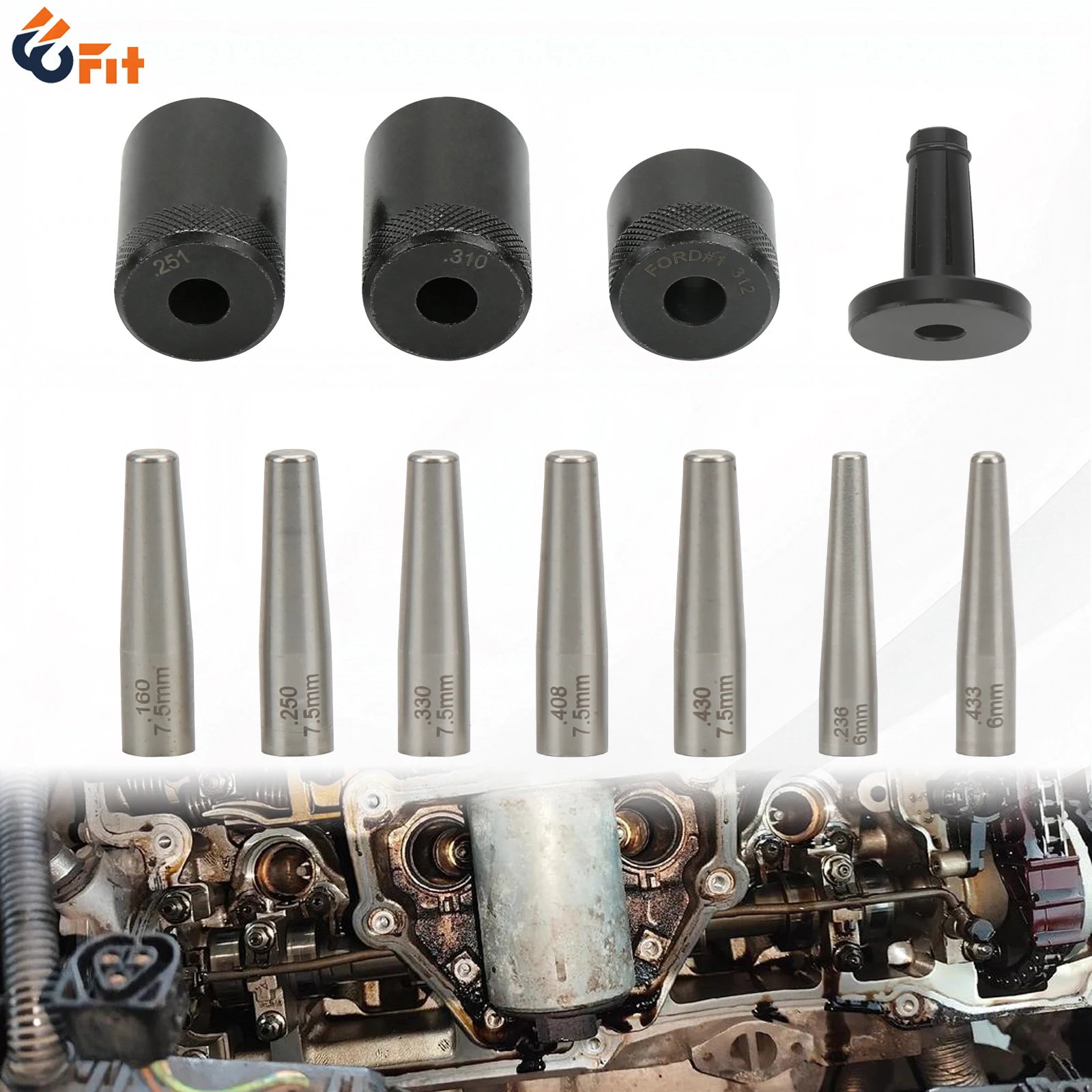 34850 Seal Installer Tool and Engine Injector Puller 11pcs Set for Ford ECO injectors GM 2010-2017 Subaru 2014-2019