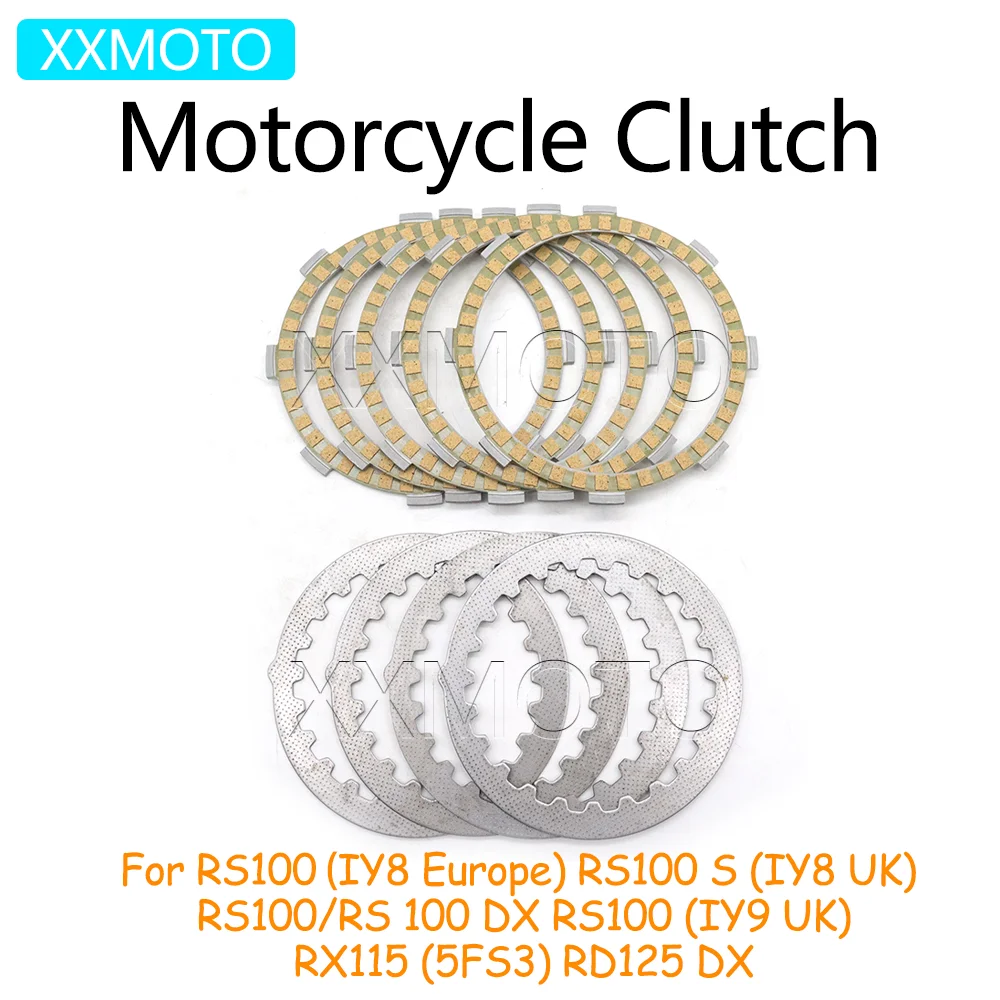 For Yamaha RS100 S DX RS100S RS100DX RXS100 RX115 RD125DX FRS125 Motorcycle Clutch Plates Friction Steel Disc Kits