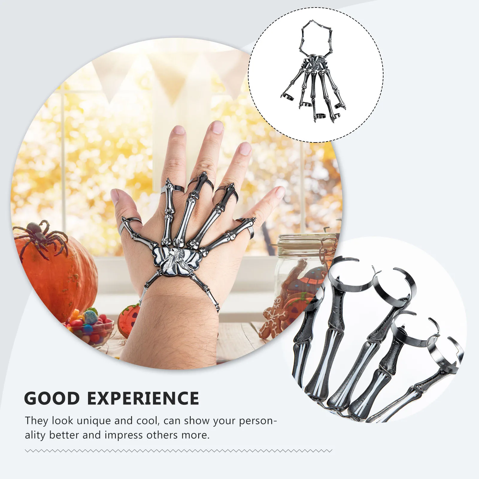 

Halloween Hand Bracelet Punk Style Adjustable Bangle Unisex Jewelry Halloween Cosplay Wrist Decor Punk Bracelet