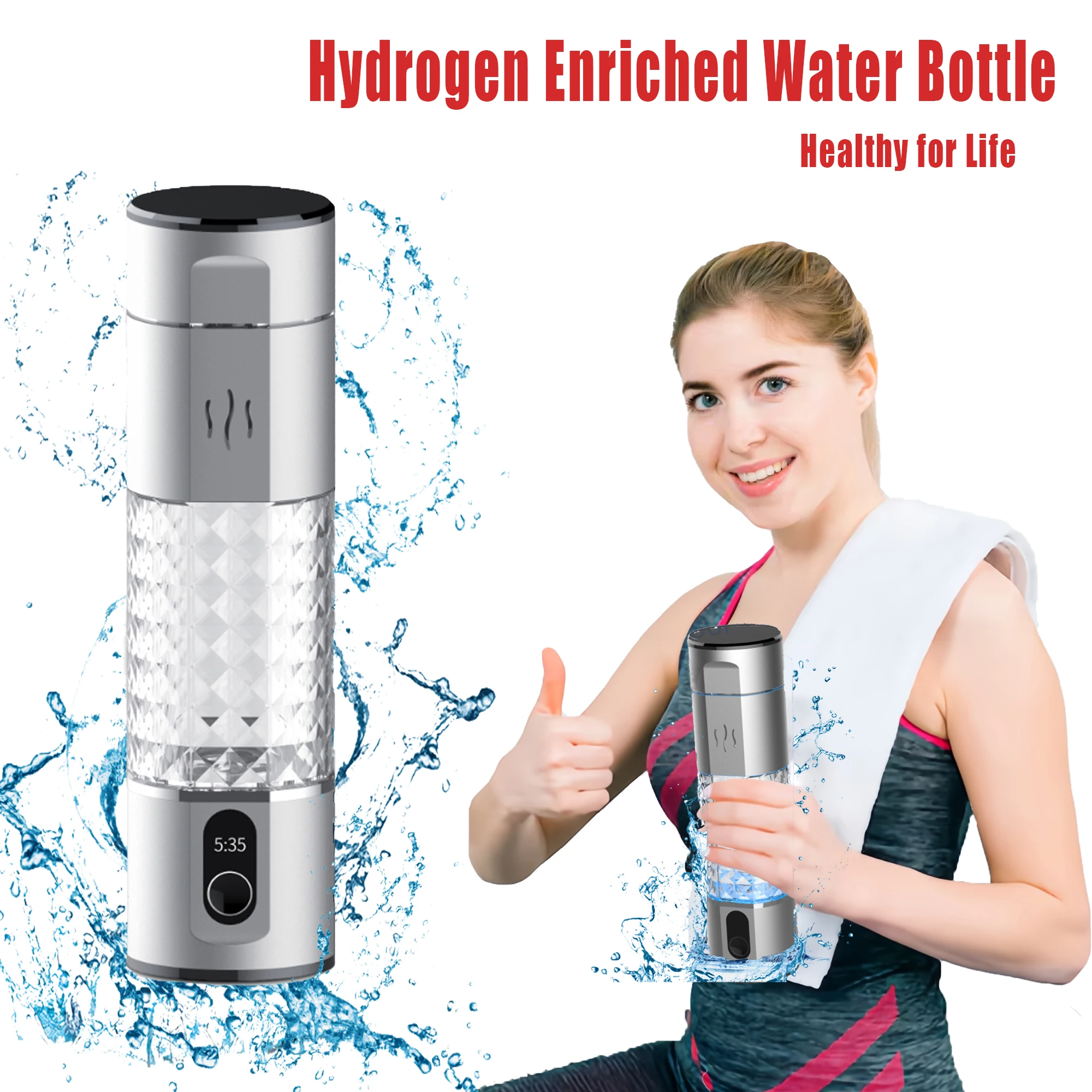 

Hydrogen Water Bottle,with PEM SPE Technology, 290ml,Hydrogen Water Generator,Portable hydrogen inhalation, Typc-C Rechargeable