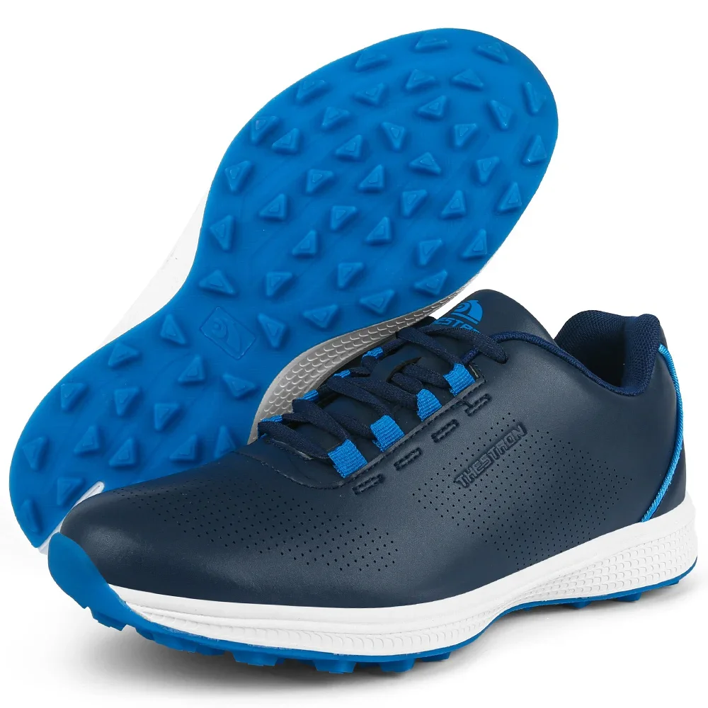 Chaussures d'entraînement de golfeur en cuir pour hommes, baskets de golf pour adultes, chaussures de golf imperméables, noir, bleu, non ald, gazon extérieur