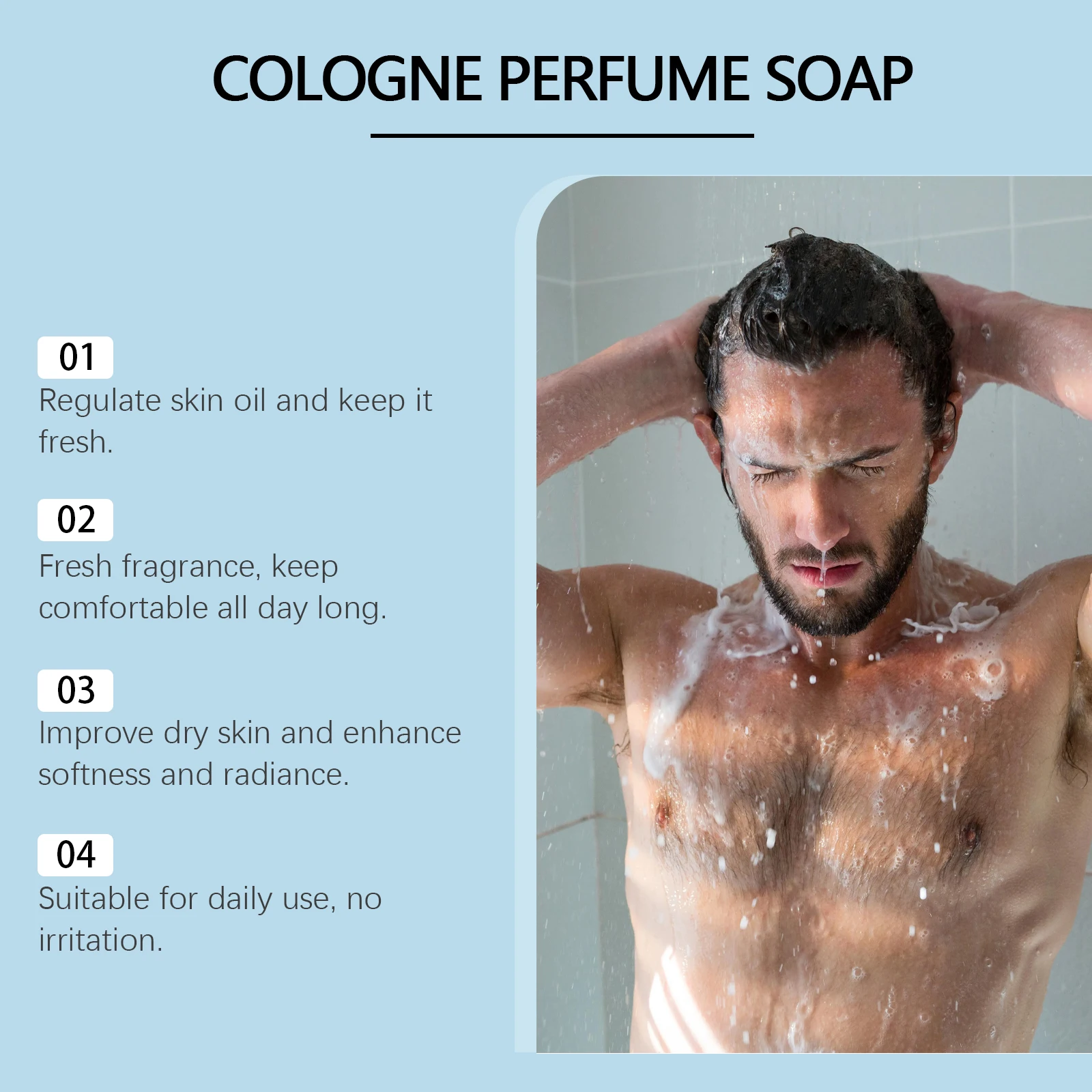 OceAura-jabón de baño con Perfume para hombre, limpieza suave de la piel corporal, refrescante, no graso, jabón para el cuidado cómodo, textura fresca, 70g