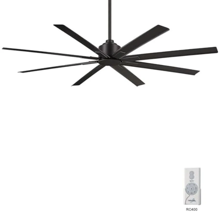 Outdoor ceiling fan for patios and decks, ABS plastic in coal finish, ultra-quiet DC motor, 65-inch blade span, energy-efficien