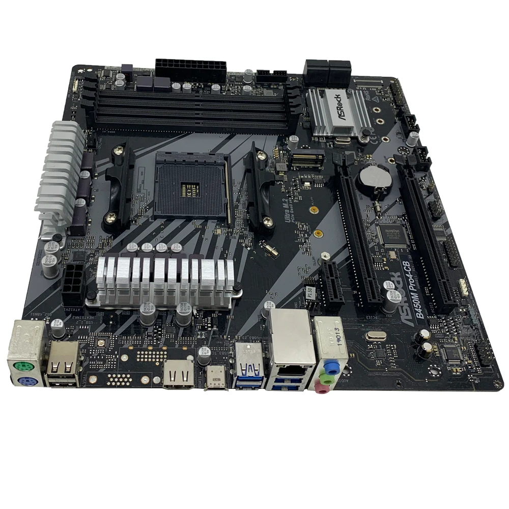 Imagem -06 - Asrock-motherboard B450m Pro Amd B450m Dual-channel Memória Ddr4 Am4 M.2 Nvme Suporta Ryzen 5600 r7 5700x3d Cpu