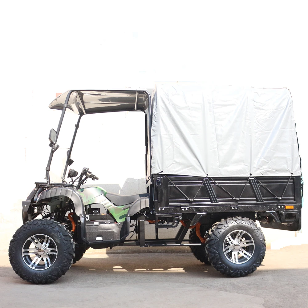 3000W Electric Cargo ATV for Adults, 4x4 Utility Quad Bike with Canopy Cover, Heavy Duty Farm All-Terrain Dumper Vehicle