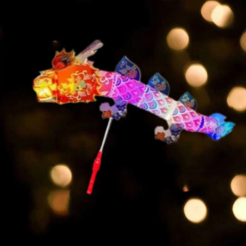Exquisite Handmade Dragon Lantern Glowing Chinese Style Handheld Dancing Dragon Toy Waterproof Plastic Dragon Light Toy Party