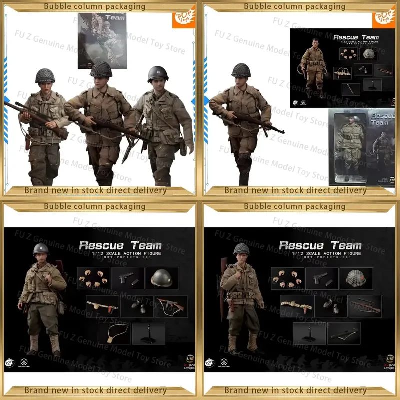 POPTOYS Original CMS004 Three Person Set and CMS003 Paratrooper for Collectible Movable Soldier Simulation Character Model
