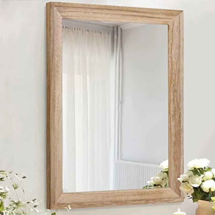 

Rustic Mirrors for Wall Rectangle Wooden Frame Hanging Mirror for Bedroom Bathroom Living Room Entryway Large 20"x16