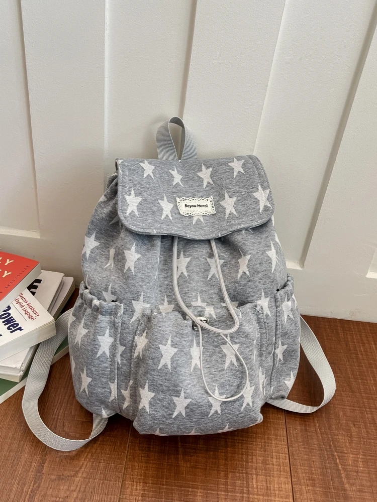 Casual Canvas Striped Women's Backpack Lightweight Travel Bag Commuter Student Small Book Bag Soft Handle Spring 2026 New Model