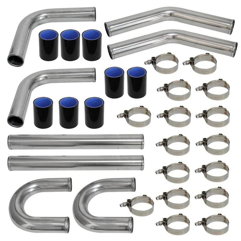 

2" 51mm Universal 8PCS Turbo Intercooler Pipe Piping+ Silicone Hose T-Clamp Kit