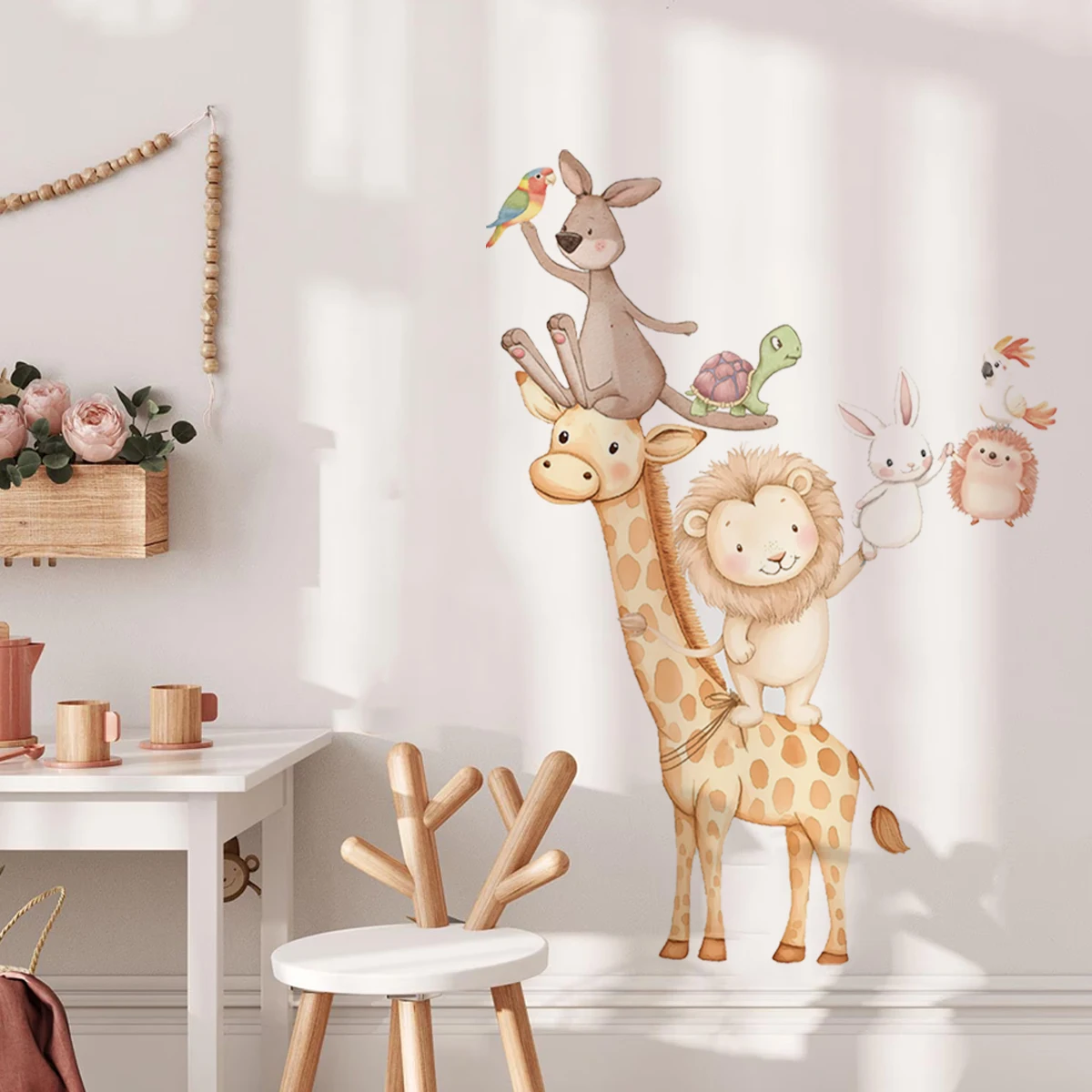 الكرتون لعوب شركاء الحيوان التراص الجدار ملصق الحضانة غرفة الطفل الفن ملصق حائط من الفينيل غرفة الاطفال غرفة نوم المعيشة ديكور المنزل