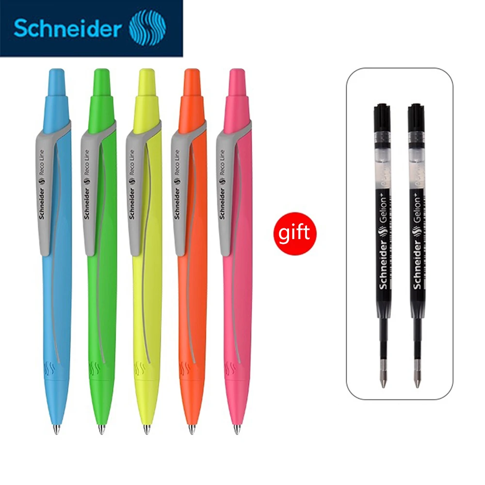 

Набор немецких гелевых ручек Schneider Reco, мягкий держатель для ручек для письма, быстросохнущий черный стержень G2, 0,5 мм, милые школьные канцелярские принадлежности