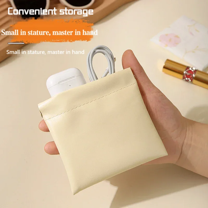 Fashionable and portable makeup bag, simple mini digital storage bag, automatic opening and closing key, jewelry storage bag