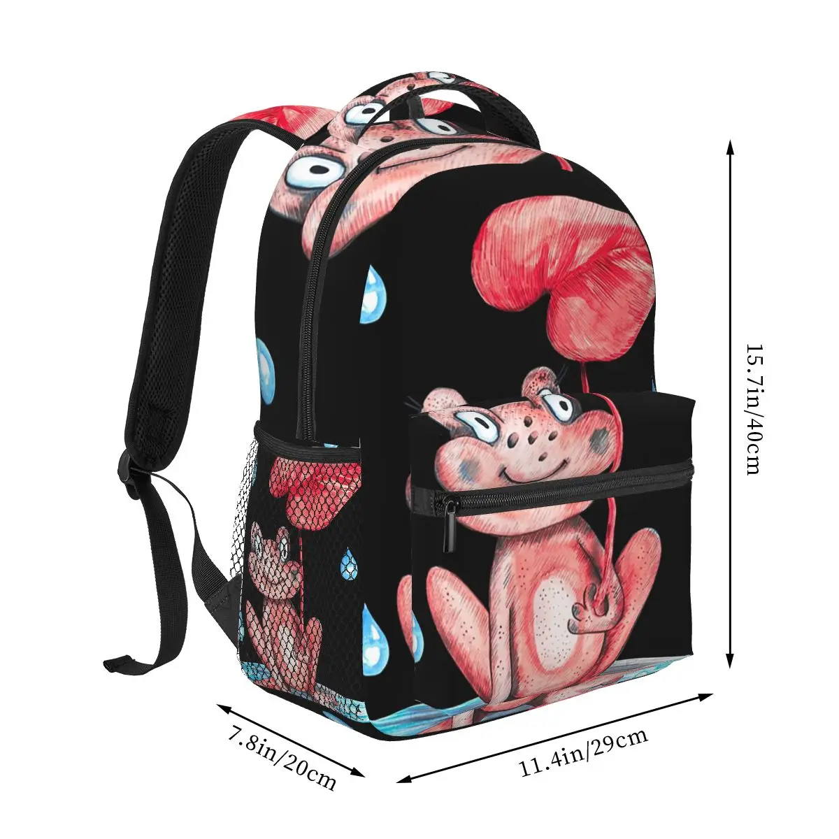 Cute Frog Under Leaf Rain Backpack Hot Sale Daypack Large Capacity Boys Girls BookBag School Bag Shoulder Bags for Men Women